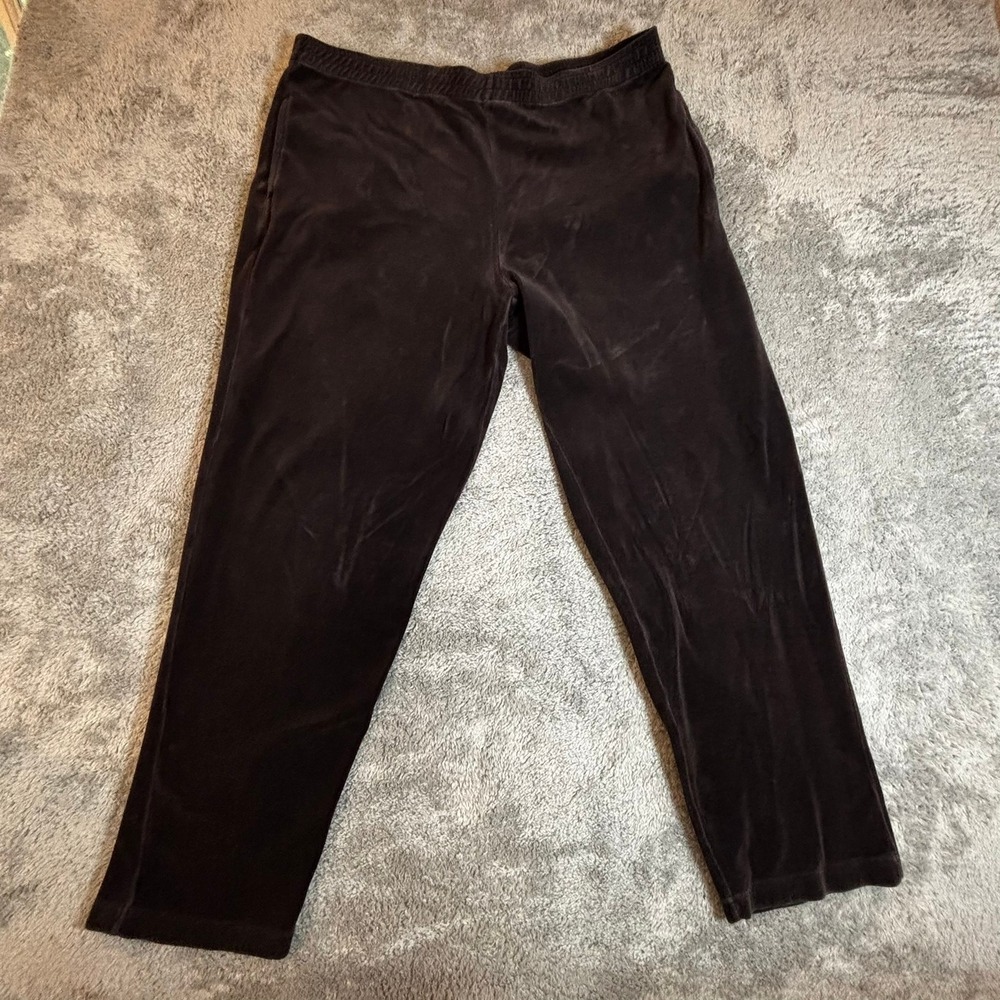 Napa Valley Brown Velour Lounge Pants Elastic Waist Straight Leg Large MS87003